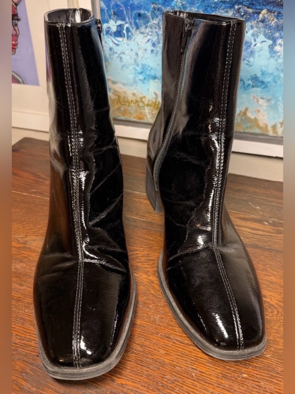Vintage Worthington “Noya” Women’s Black Patent Leather Ankle Boots - Picture 6 of 15